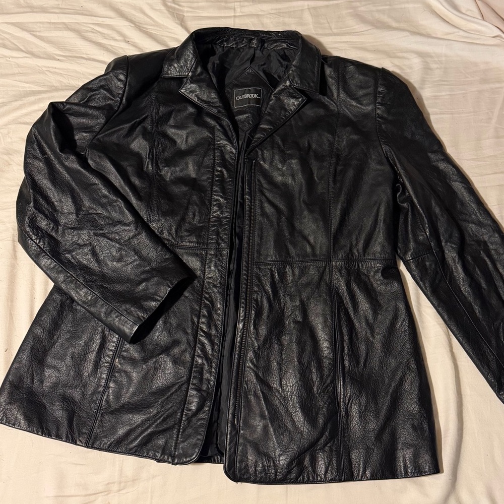 90s vintage Black Genuine Leather Jacket